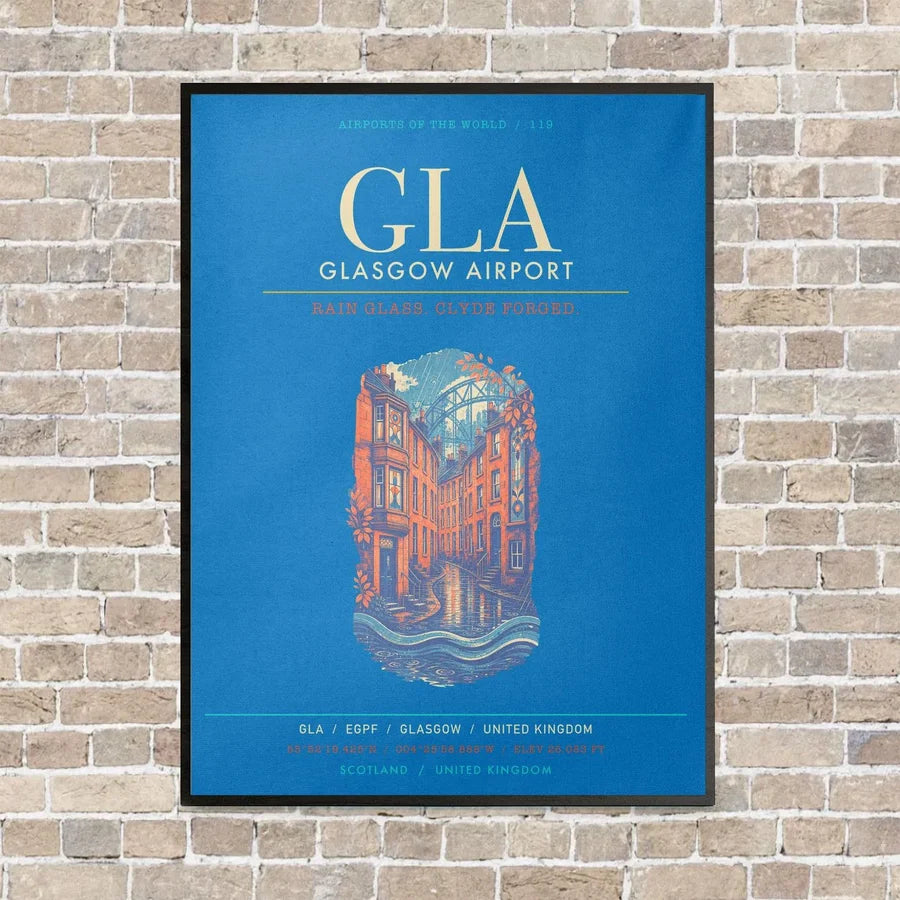 Glasgow Airport GLA - Canvas Framed - Turquoise