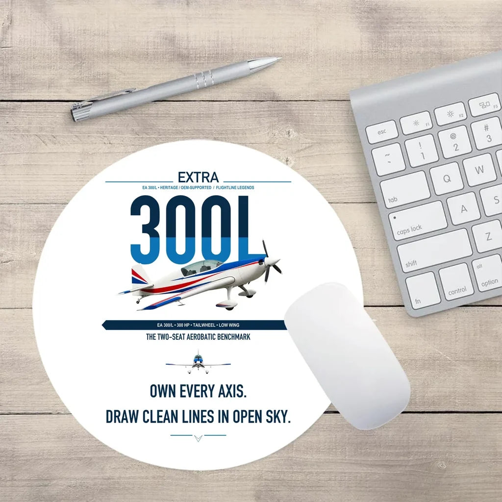 Extra 300L design on white round mouse pad