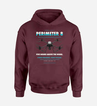 Thumbnail for Skyfront Perimeter 8 design on dark red hoodie single side