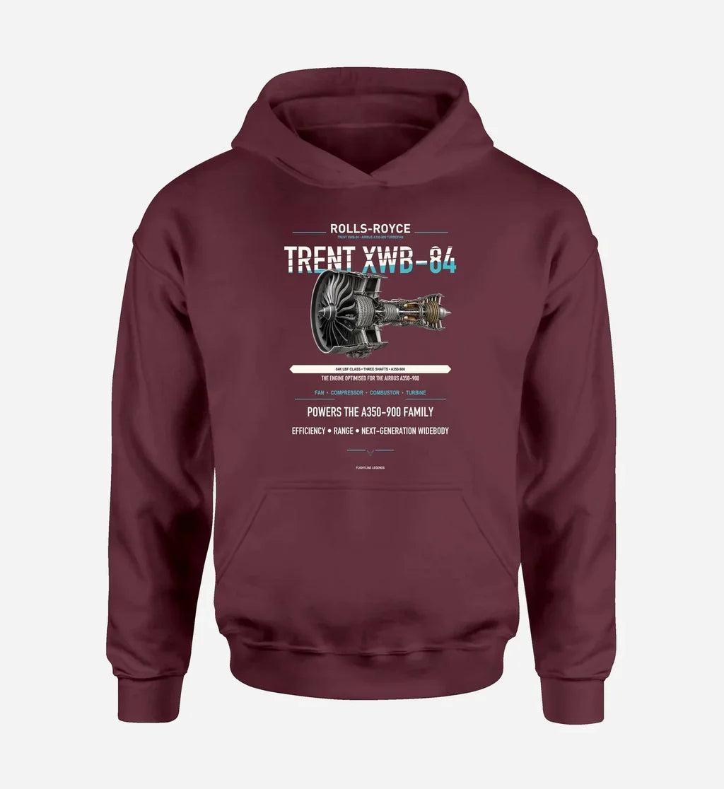 TRENT XWB-84 design on dark red hoodie single side