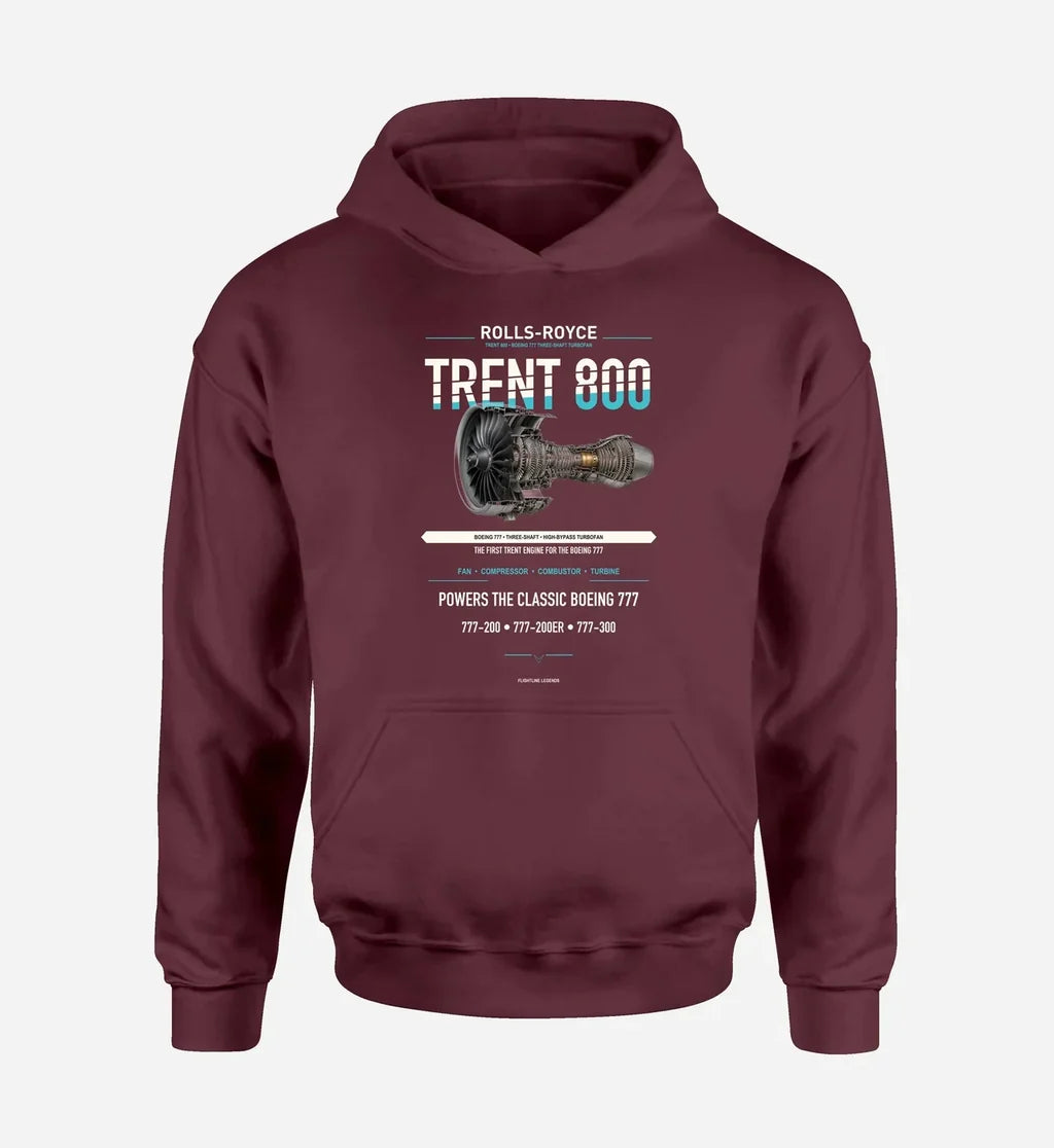 TRENT 800 design on dark red hoodie single side