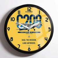 Thumbnail for Cessna 208 Caravan design on yellow framed wall clock