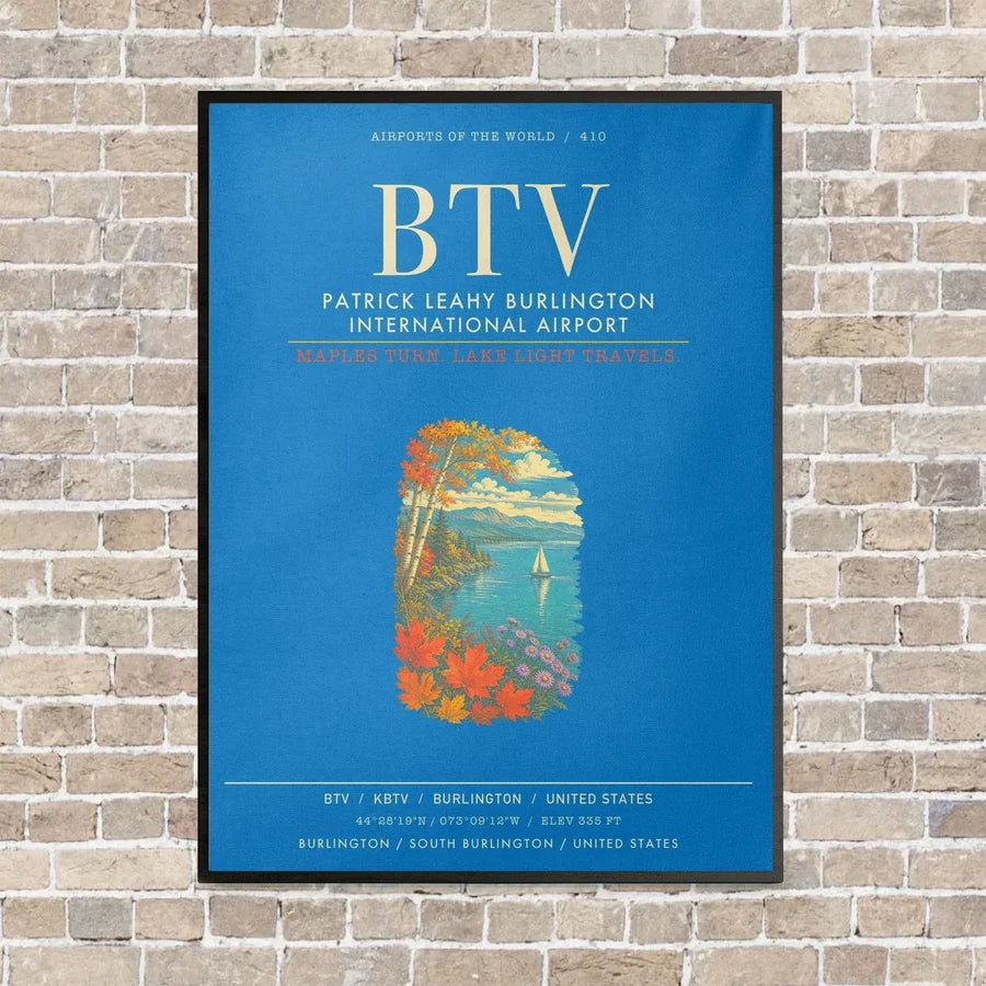 Patrick Leahy Burlington International Airport BTV - Canvas Framed - Turquoise