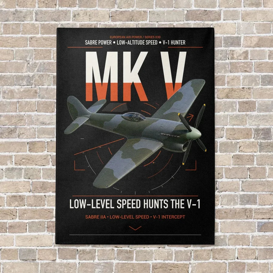 Hawker Tempest Mk V vertical canvas print - no frame - black background