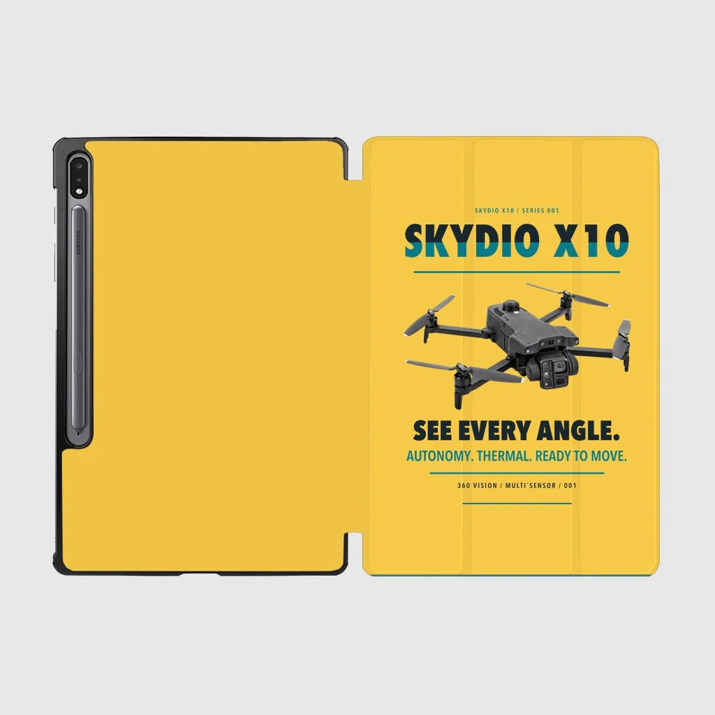 Skydio X10 design on yellow samsung tablet tablet case