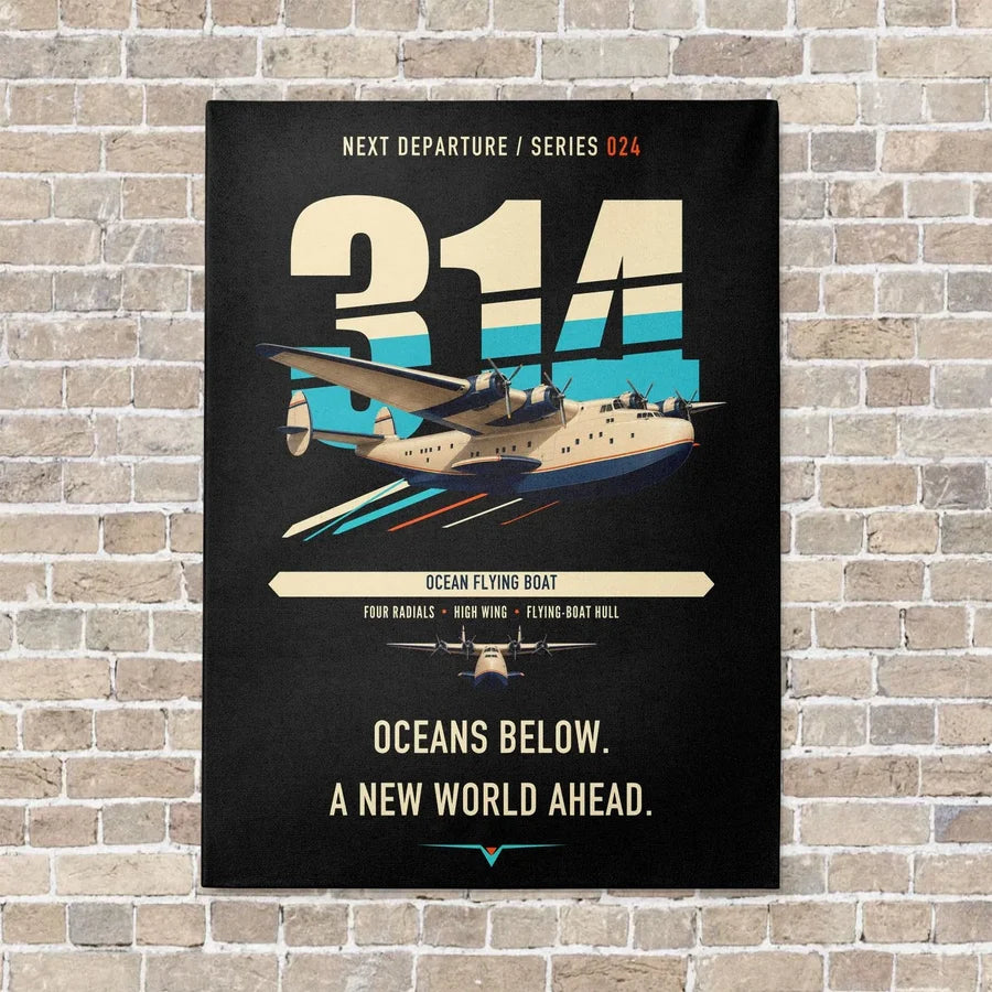 Boeing 314 Clipper vertical canvas print - no frame - black background
