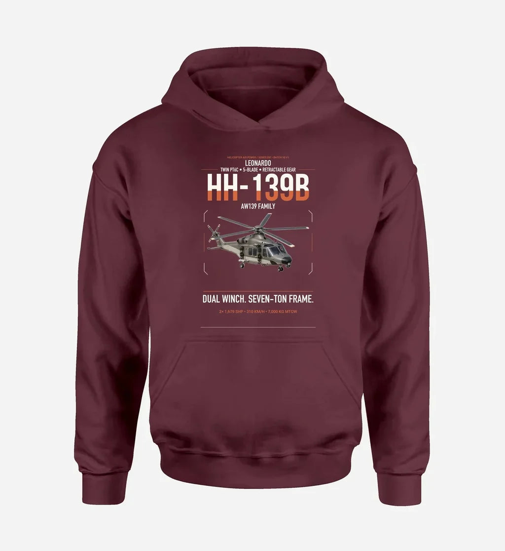 Leonardo HH-139B design on dark red double-side hoodie, single-side print