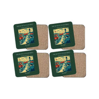 Thumbnail for The Runway Foam Drill - Designed Coasters design on dark green 4-pieces-set