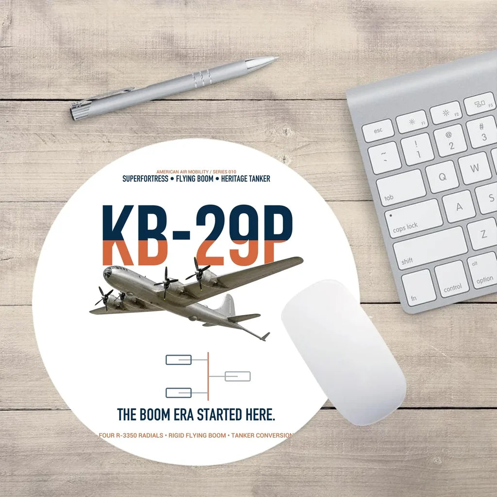 KB-29P SUPERFORTRESS design on white round mouse pad