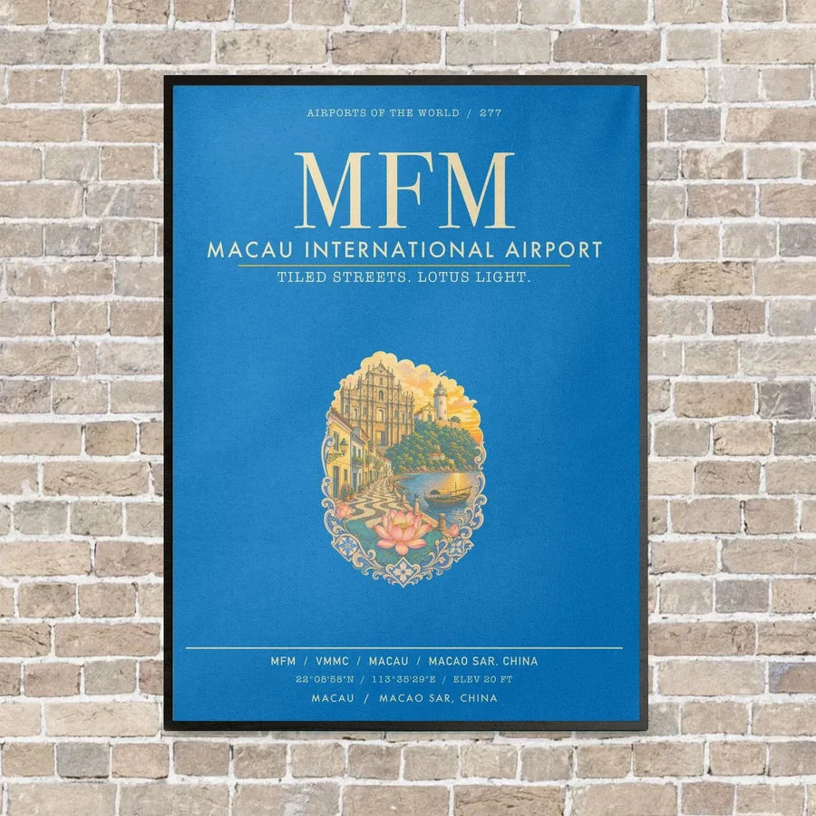 Macau International Airport MFM - Canvas Framed - Turquoise