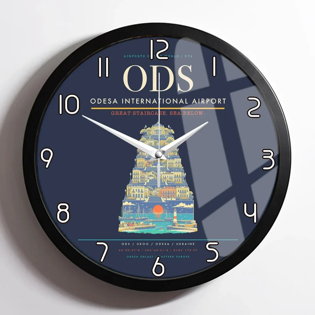 Odesa International Airport ODS Wall-Clock Framed - Navy Blue