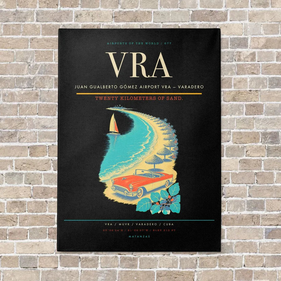 Juan Gualberto Gómez Airport VRA — Varadero vertical canvas print - no frame - black background