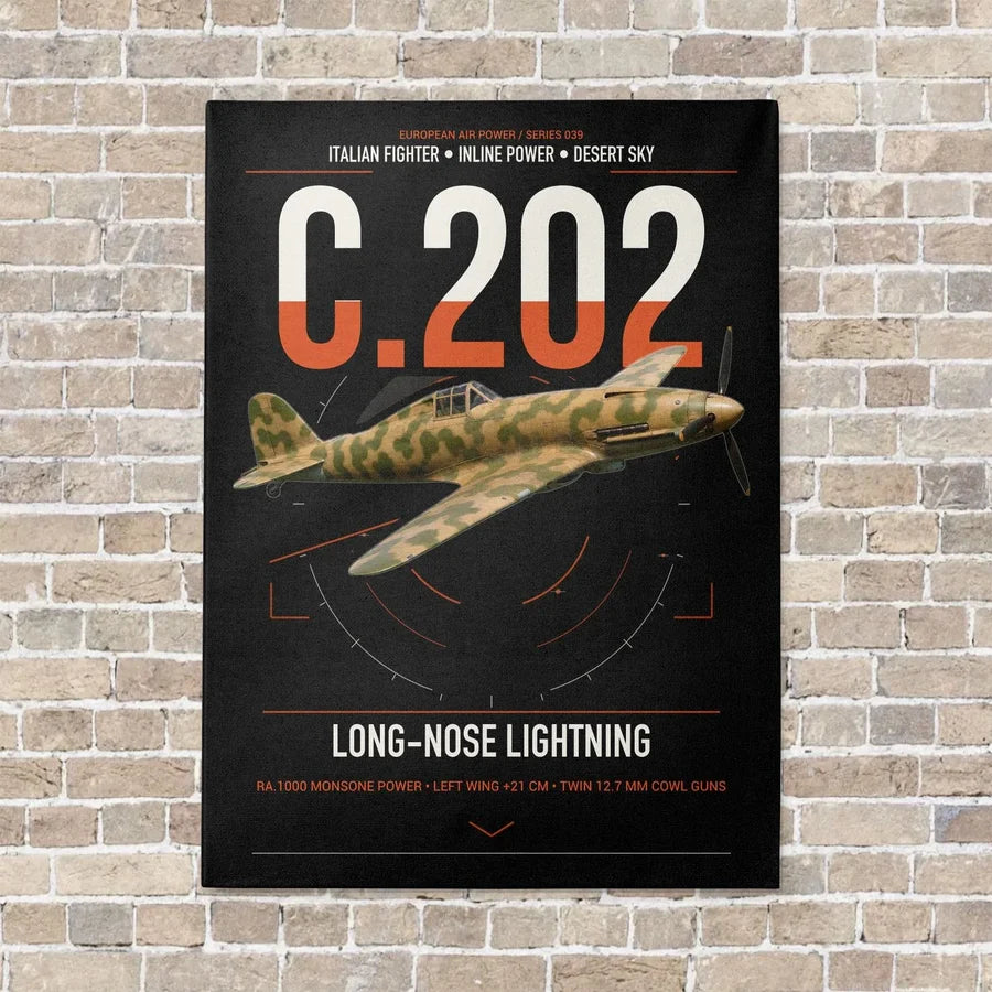 Macchi C.202 Folgore vertical canvas print - no frame - black background