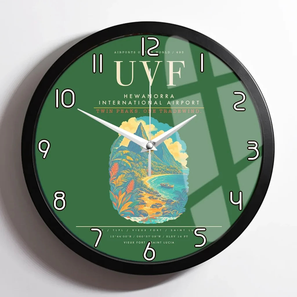 Hewanorra International Airport UVF Wall-Clock Framed - Green