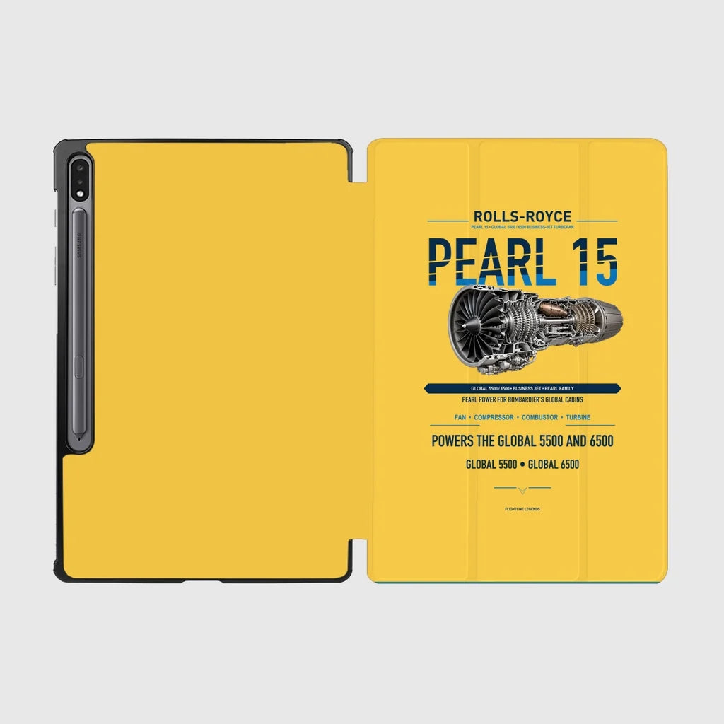 PEARL 15 design on yellow samsung tablet tablet case