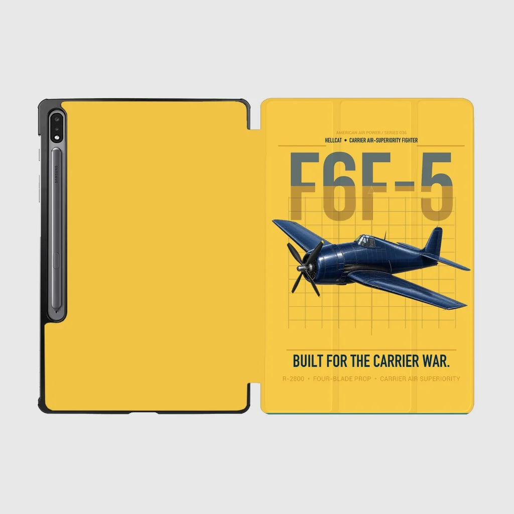 F6F-5 Hellcat design on yellow samsung tablet tablet case