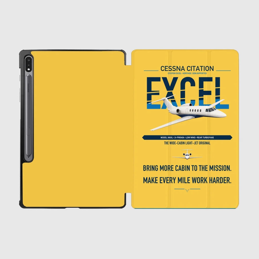 Cessna Citation Excel design on yellow samsung tablet tablet case