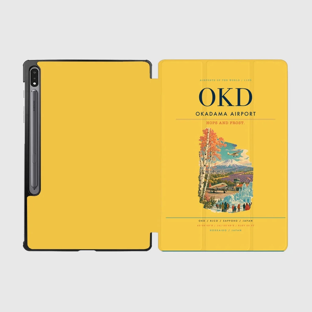 Okadama Airport (OKD) design on yellow samsung tablet tablet case