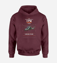 Thumbnail for HAL LCH Prachand design on dark red double-side hoodie, single-side print