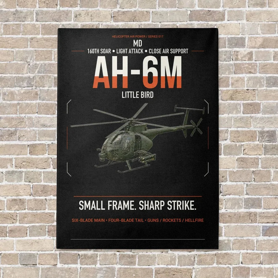 MD AH-6M Little Bird vertical canvas print - no frame - black background