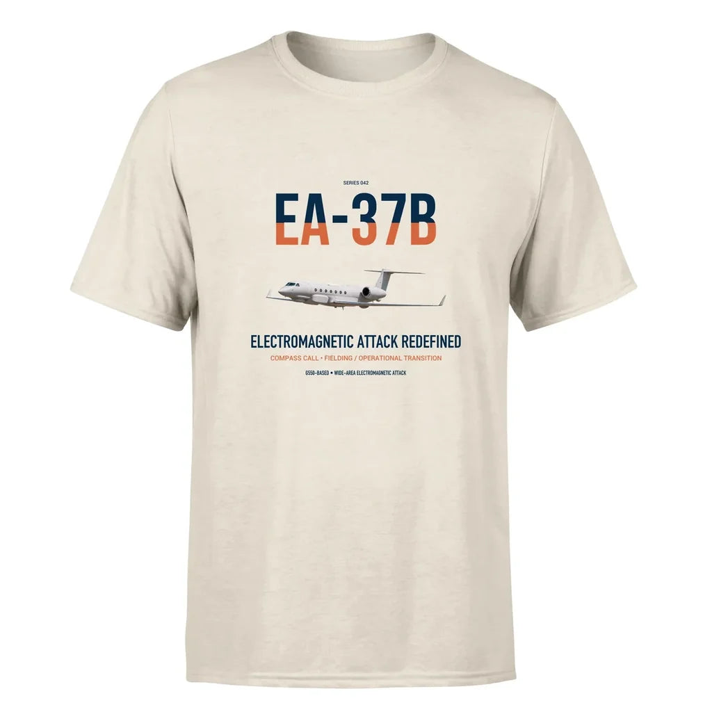 EA-37B Compass Call design on beige double-side t-shirt, single-side print