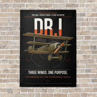 Thumbnail for Fokker Dr.I vertical canvas print - no frame - black background