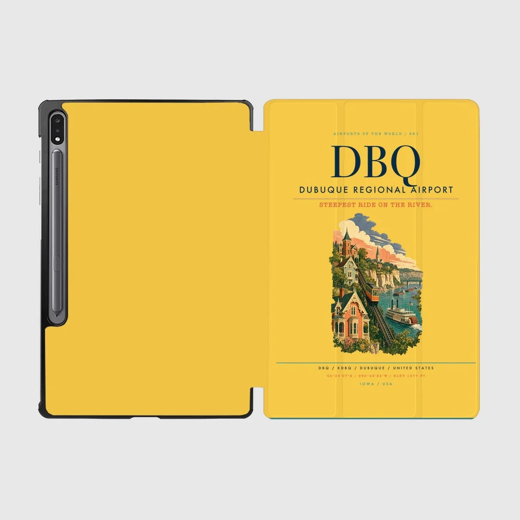 Dubuque Regional Airport (DBQ) design on yellow samsung tablet tablet case