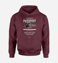 Thumbnail for PASSPORT design on dark red hoodie single side