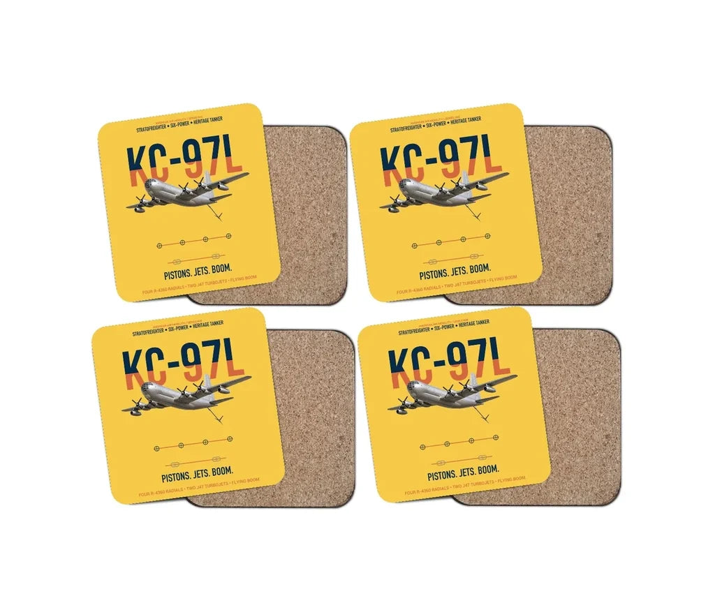 KC-97L STRATOFREIGHTER design on yellow 4 pieces set coaster