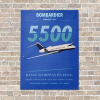 Thumbnail for Bombardier Global 5500 vertical canvas print - no frame - blue background
