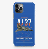 Thumbnail for Saab AJ 37 Viggen design on blue magsafe iphone case, for iPhone Pro Max