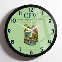 Thumbnail for Yeager Airport (CRW) design on light green framed wall clock
