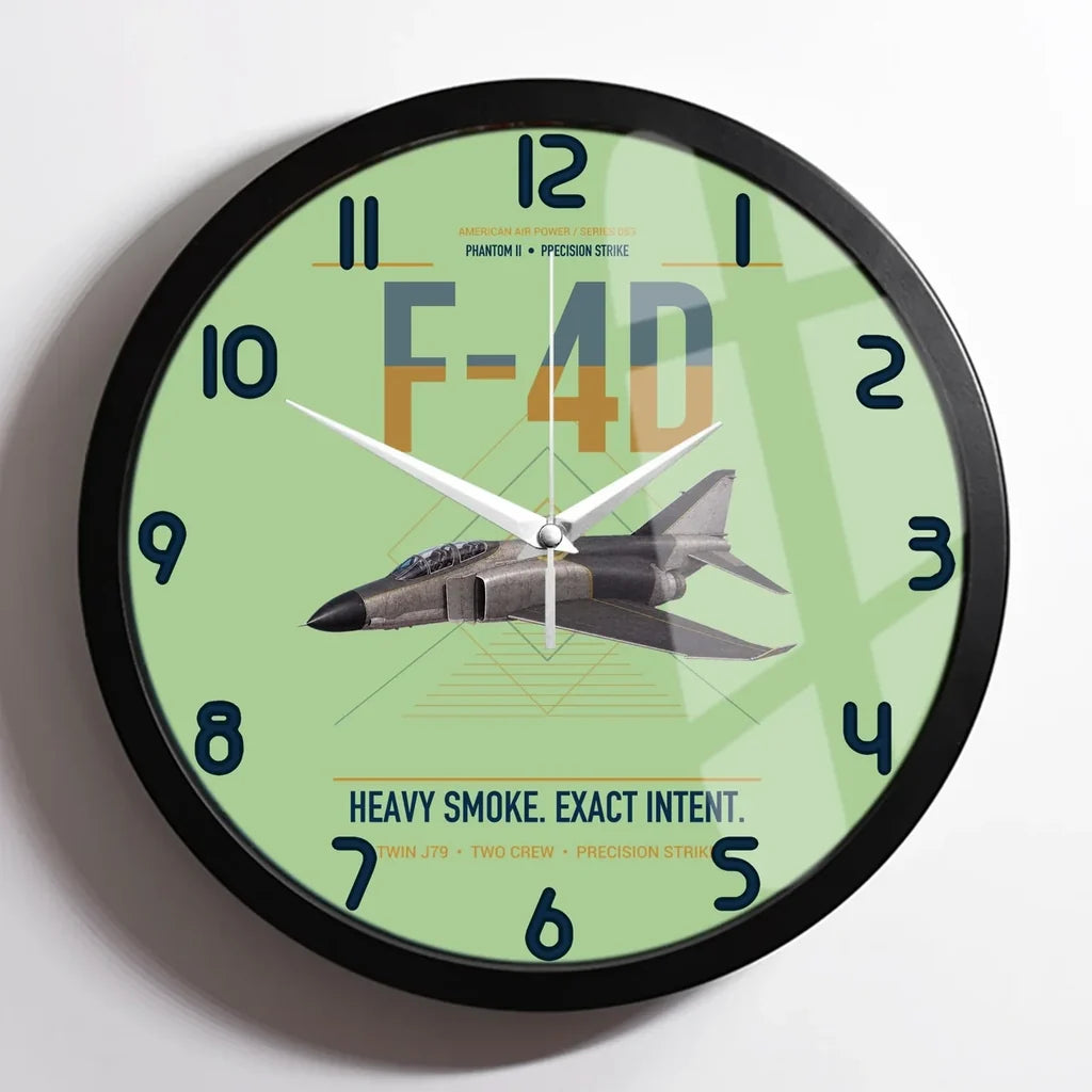 F-4D Phantom II design on light green framed wall clock