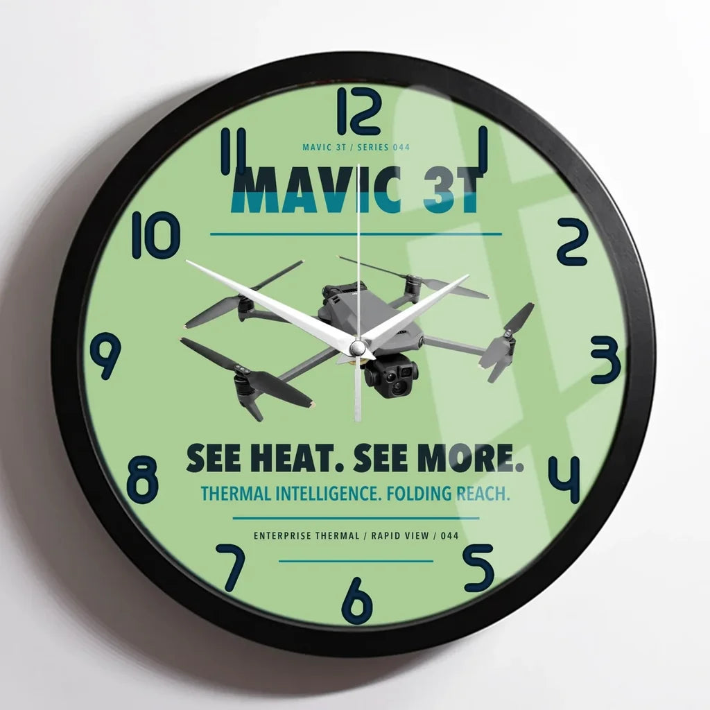 DJI Mavic 3 Thermal design on light green framed wall clock