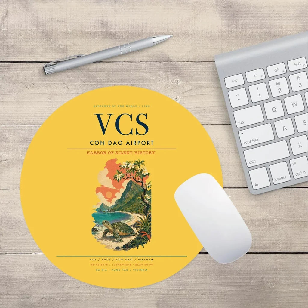 Con Dao Airport (VCS) design on yellow round mouse pad