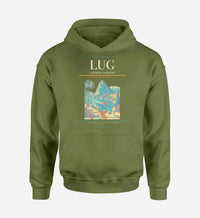 Thumbnail for Lugano Airport (LUG) design on green army hoodie single-side print
