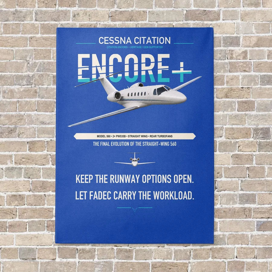 Cessna Citation Encore+ vertical canvas print - no frame - blue background
