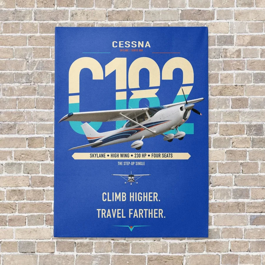 Cessna 182 Skylane vertical canvas print - no frame - blue background