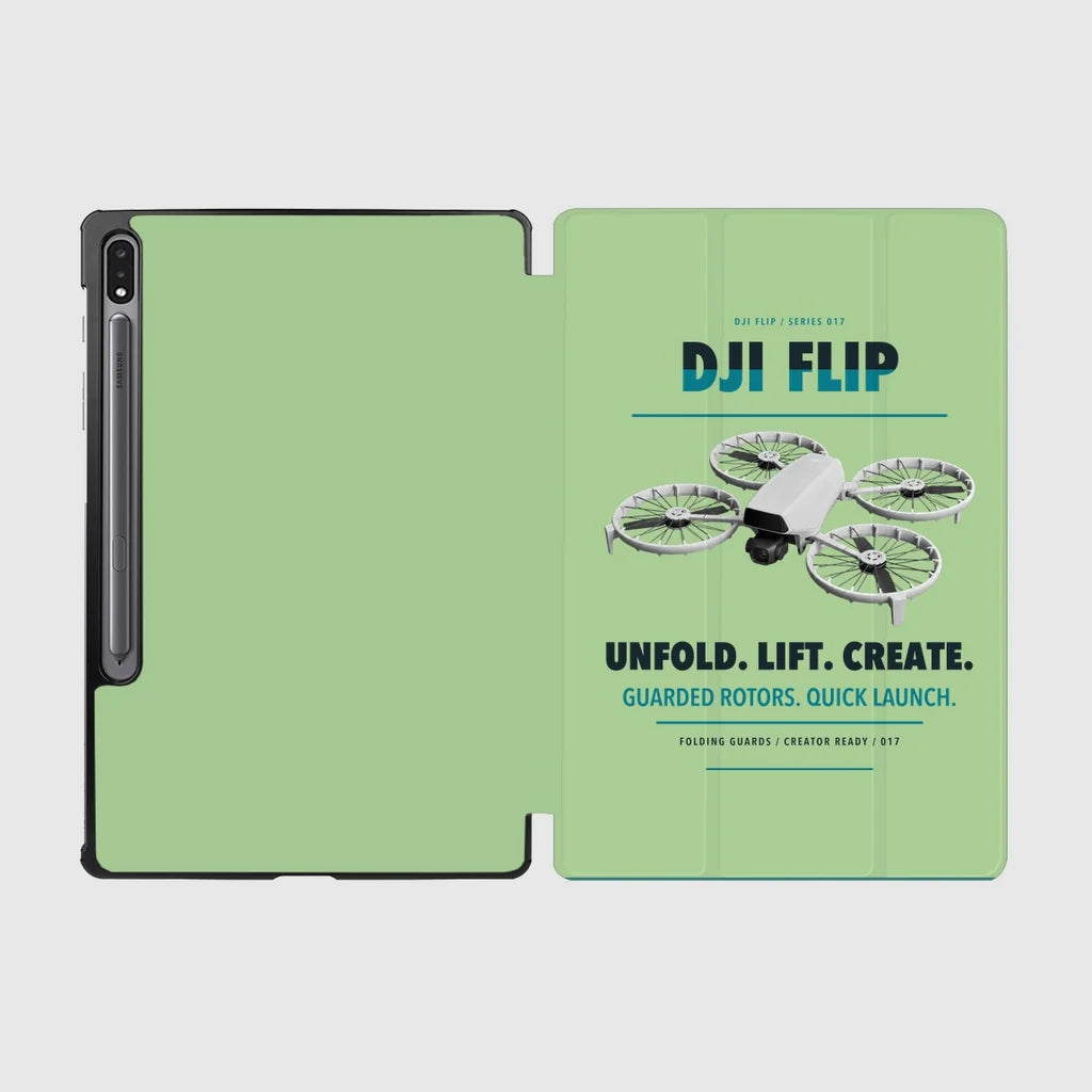 DJI Flip design on light green samsung tablet tablet case