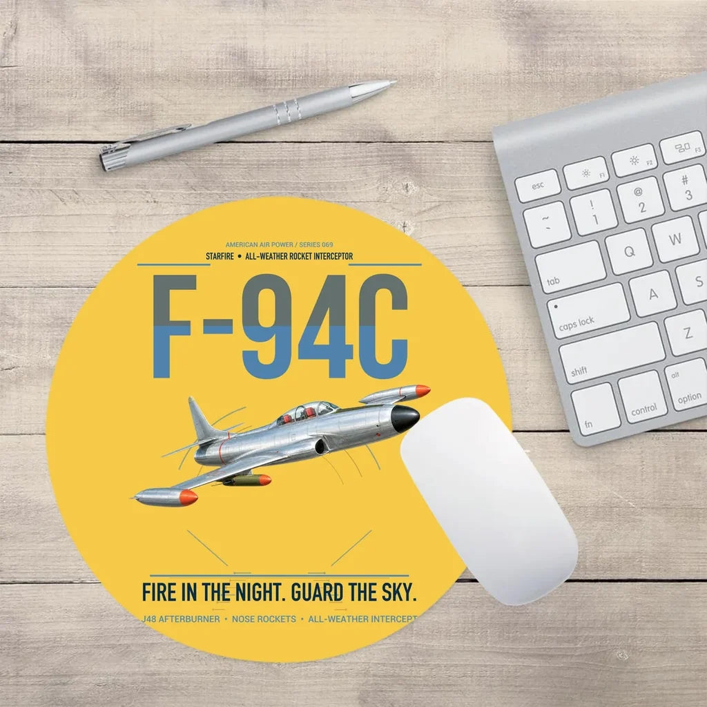 F-94C Starfire design on yellow round mouse pad