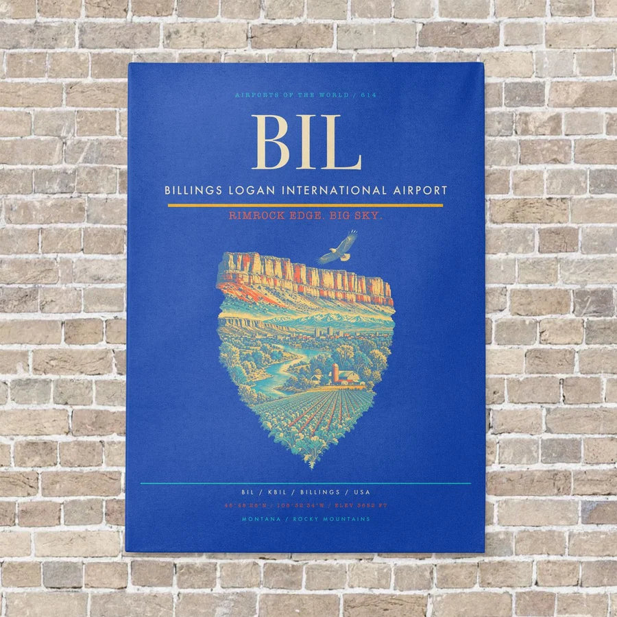 Billings Logan International Airport BIL - Canvas No Frame - Blue