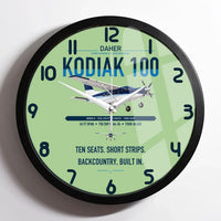 Thumbnail for Daher Kodiak 100 Series III design on light green framed wall clock