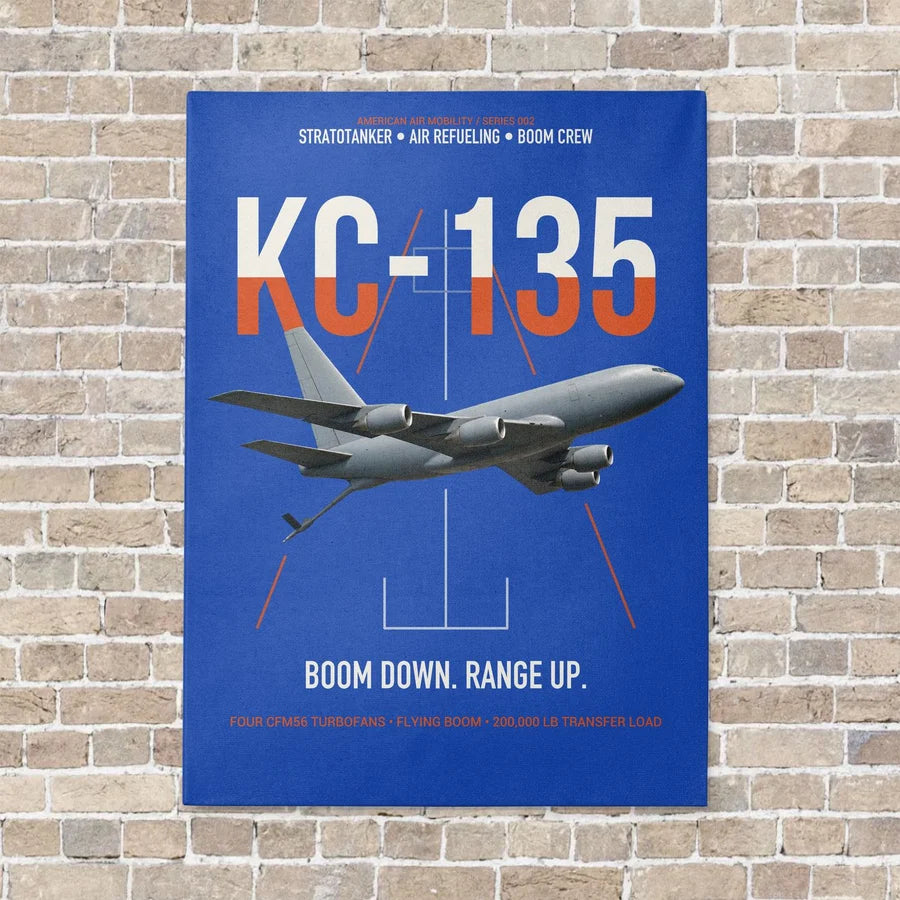 KC-135 STRATOTANKER vertical canvas print - no frame - blue background