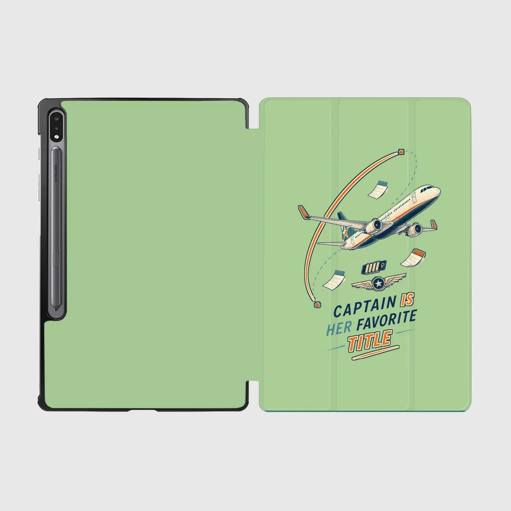Captain Is Her Favorite Title design on light green samsung tablet tablet case