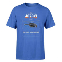 Thumbnail for Bell 407GXi design on blue t-shirt, single-side print
