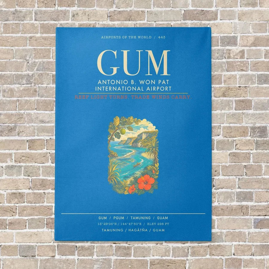 Antonio B. Won Pat International Airport GUM - Canvas Framed - Turquoise