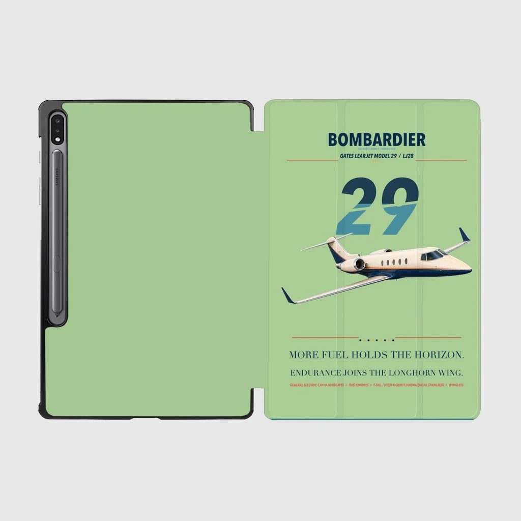 Bombardier Learjet 29 design on light green samsung tablet tablet case