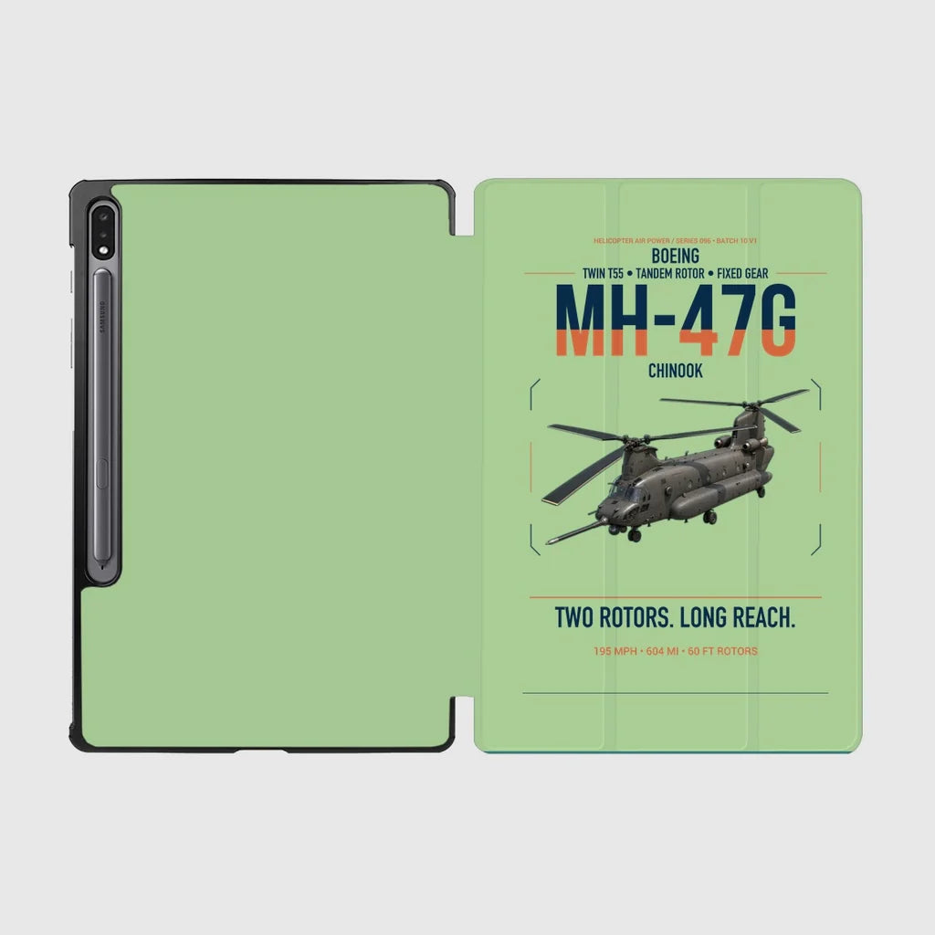 Boeing MH-47G Chinook design on light green samsung tablet tablet case
