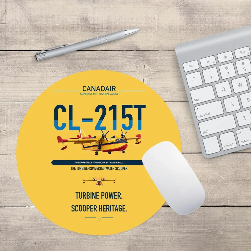 Canadair CL-215T design on yellow round mouse pad