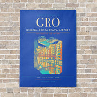 Thumbnail for Girona–Costa Brava Airport GRO vertical canvas print - no frame - blue background
